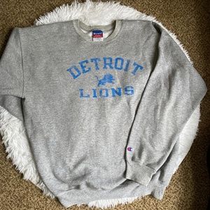 Vintage Champion Grey Detroit Lions Crewneck